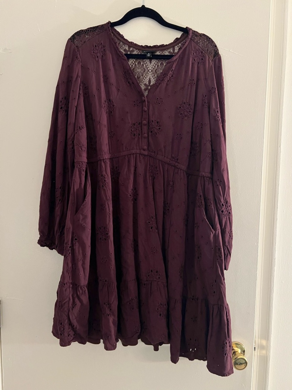 Torrid Size 2 Plum Eyelet Lace Babydoll Tunic Dress Boho